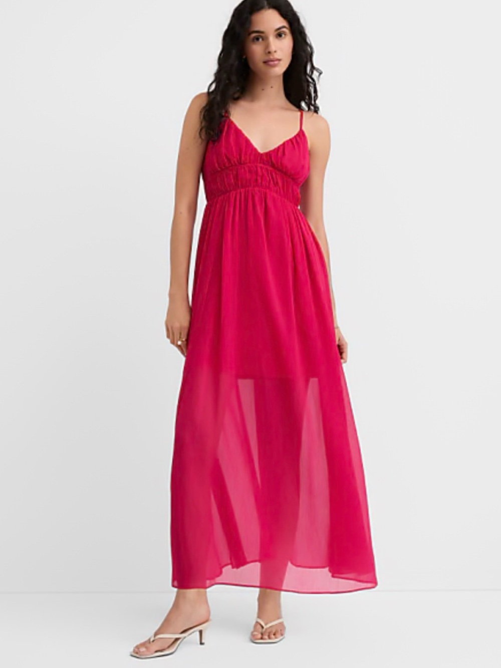 LOFT NWT Fuchsia Spaghetti-Strap Pocket Maxi Resortwear Dress